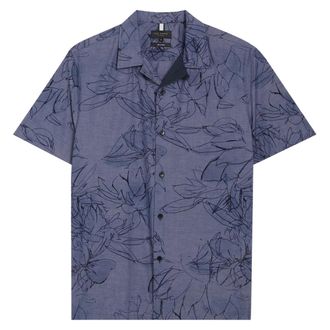 Ted Baker Terroni Regular Chambray Overhemd Met Bloemenprint In Donkerblauw