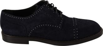 Dolce & Gabbana Mens Suede Leather Oxford Brogue Shoes - Navy - Size EU 44