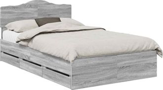 vidaXL Estructura De Cama Gris Sonoma 120 X 190 Cm Madera Ingenieril Vidaxl