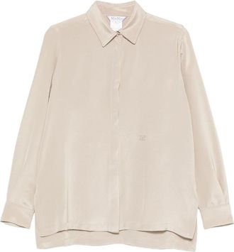 Max Mara Geranio Embroidered-logo Silk Shirt