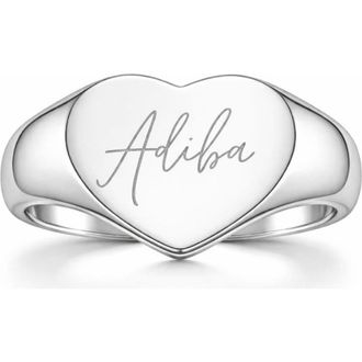 Adiba Signature Heart Ring in Silver at Nordstrom, Size 7