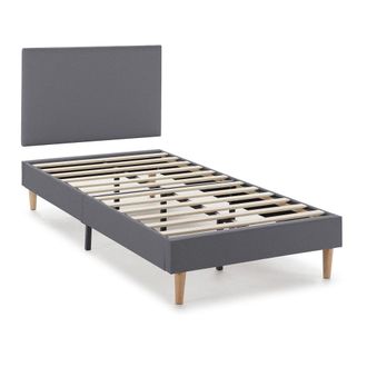 HOMN Base tapizada + cabecero 90x190 cm gris oscuro, 30 cm altura