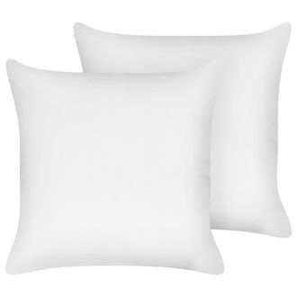 Beliani Beliani - Conjunto De Almohadas Coj&iacute;n Para Dormitorio 80 X 80 Cm Algod&oacute;n De Japara Funda Lyocell Relleno De Poli&eacute;ster Perfil Bajo Blanco Triglav