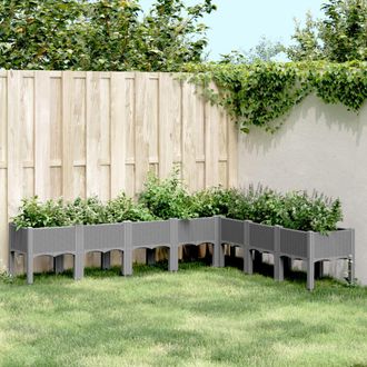 vidaXL Jardinera Con Patas Pp Gris Claro 200x160x42 Cm Vidaxl