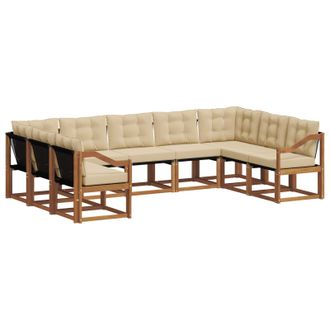 vidaXL Conjunto De Sof&aacute;s De Exterior Con Coj&iacute;n 9 Pcs Natural Y Beige Vidaxl