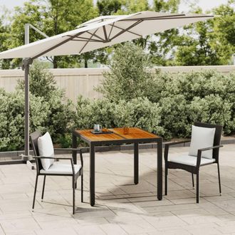 vidaXL Set Comedor De Jard&iacute;n 3 Pzas Con Cojines Rat&aacute;n Sint&eacute;tico Negro Vidaxl