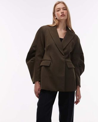 Asos Blazer strutturato color oliva con maniche cocoon-Verde