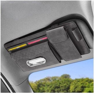 No Brand Organizador Para Parasol De Coche - Bolsa De Almacenamiento Multifuncional - Gris - Tarjetero - Compartimento Para Gafas De Sol - Apto Para El 99% De 