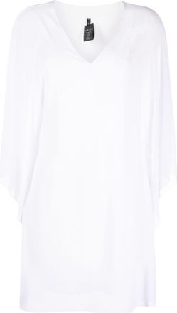 Fisico semi-sheer V-neck tunic - women - Spandex/Elastane/Polyamide - S - White