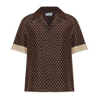 Ferragamo Short Sleeve Shirts, male, Brown, Size: XL Habotai Silk Shirt