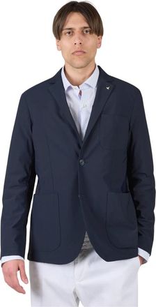 AT.P. CO Jassen, Heren, Blauw, L, Blauwe Stretch Stof Herenjas