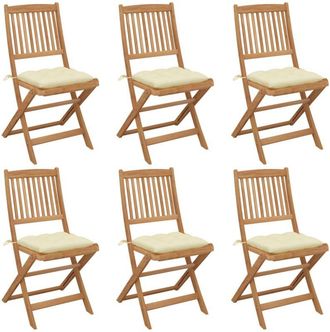 vidaXL Vidaxl - Sillas De Jard&iacute;n Plegables 6 Uds Y Cojines Madera Maciza Acacia