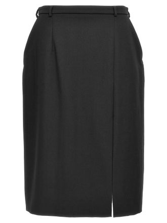 Dolce & Gabbana Black Virgin Wool Midi Womens Skirt
