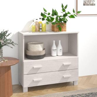 vidaXL Credenza hamar Bianca 85x35x80 cm in Legno Massello di Pino - Vidaxl