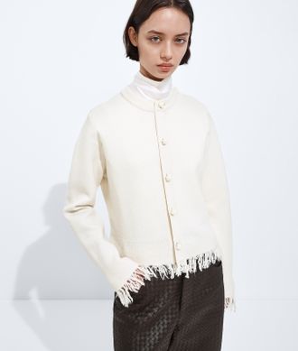 Bottega Veneta Cardigan in lana feltrata - Bianco - Donna - XS