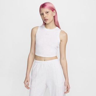 Nike Womens Essential Rib Crop Tank - Birch Heather/Lt Orewood Brown Size XS