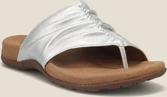 Taos Womens Gift 2 Comfortable Leather Sandal In Silver