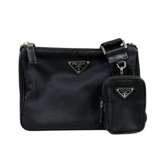 Prada Pre-owned Cross Body Bags, female, Black, Size: ONE SIZE Pre-owned Nylon Shoulder Bag