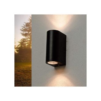 Trade Shop Trade Shop Traesio - Trade Shop - Applique Da Esterno Cilindro Up&down Lampada Da Parete Giardino 2xgu10 Ip65 Es14 - Negro