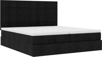 vidaXL Estructura De Cama Otomana Con Colchones Tela Negra 180x200cm Vidaxl