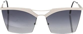Frankie Morello Zilver Metallic Clubmaster Zonnebril - Dames - Zonnebrillen - Grijs - ONE Size - Accessoires