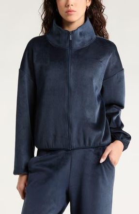 Zella Plush Rib Jacket in Navy Sapphire at Nordstrom Rack, Size X-Large