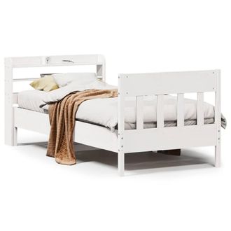 Berkfield Home Bed Frame Frame White 75x190 cm Small Single Solid Wood Pine