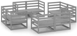 vidaXL Muebles De Jard&iacute;n 8 Piezas Gris Madera De Pino Maciza Vidaxl