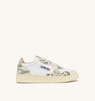 Autry SNEAKERS MEDALIST LOW IN PELLE BIANCA CON STAMPA SNAKE DIAMOND