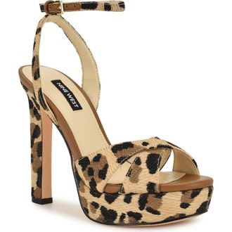 Nine West Wilda Ankle Strap Platform Sandal in Light Natural at Nordstrom, Size 7.5