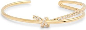 Nordstrom Knotted Cubic Zirconia Open Cuff in Clear- Gold at Nordstrom