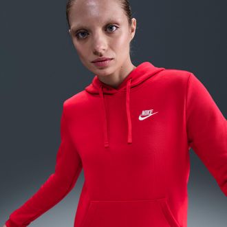 Nike Womens Nike Sportswear Club Fleece Pullover Hoodie in Red | DQ5793-657