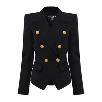 Balmain Blazers, female, Black, Size: 2XS Double-Breasted Blazer