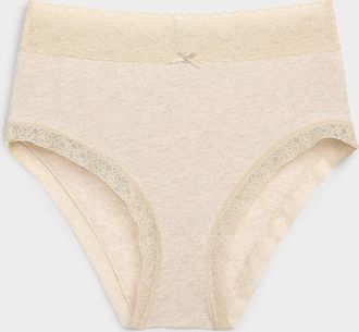 Miiyu Womens Lace trim high-waist bikini panty Organic cotton