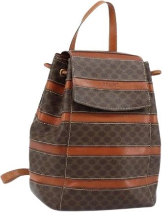 Celine Pre-owned Vintage Macadam Canvas Rugzak - Dames - Vintage Rugzakken - Bruin - ONE Size - Leer - Vintage