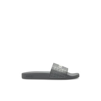 Amiri Schoenen, Heren, Grijs, 41 EU, Logo-Embossed Rubber Slides