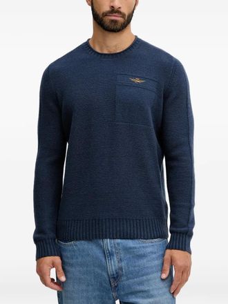 Aeronautica logo-detail blue sweater - men - Cotton/Wool/Nylon - M