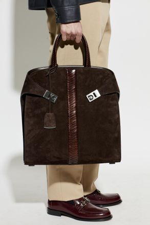 Ferragamo Suede Bag Hug, Mens, Brown