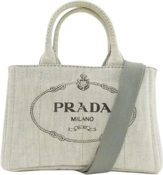 Prada Pre-owned Vintage Canapa Handtas - Dames - Vintage Shopper - Grijs - ONE Size - Denim - Vintage