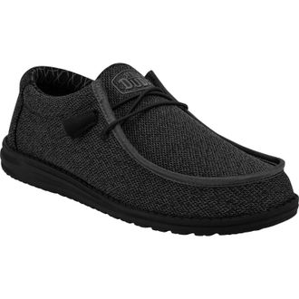 HeyDude Wally Sox Faux Suede Heren Micro Totaal Zwart Bootschoenen