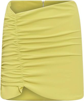 Nineminutes Gedrapeerde Mini Rok met Details - Dames - Korte rokken - Groen - XS - Rokken