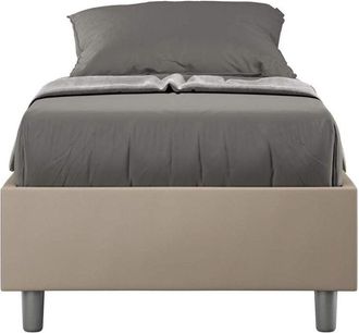 ITYhome Ityhome - Letto singolo contenitore imbottito 80x190 similpelle tortora Azelia