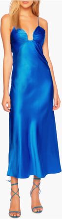 Susana Monaco Square Wire Bias Cut Silk Slip Dress In Blue