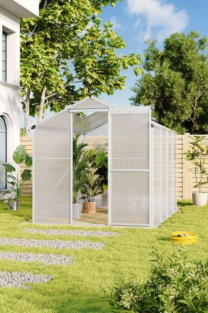 Living and Home Aluminium Hobby Greenhouse with Window Opening in Clear