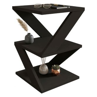 Dmora Mesa De Centro Serino, 2 Compartimentos, Rectangular, Tablero De Madera Chapada, 30x30x54h Cm Negro
