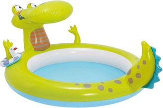 Trade Shop Trade Shop - Piscina Gonfiabile Per Bambini Coccodrillo Con Spruzzo 198 X 160 X 91 Cm Giochi