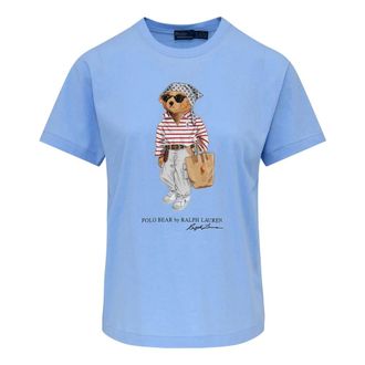 Ralph Lauren T-Shirts, female, Blue, Size: XS Bear Cotton Jersey Tee