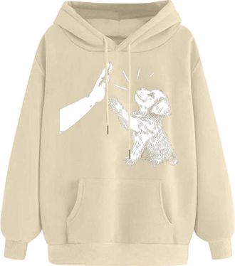 Generic Hoodies For Women Uk Pet Dog Paw Print Sweatshirts Hooded Tops Long Sleeve Oversized Pullover Blouse Graphic Print Long Sleeve Pullover Top Jumpers Lo