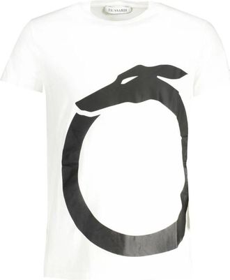 Trussardi Katoen Logo Print Korte Mouw Tee - Heren - T-shirts - Wit - L - Katoen - Tops