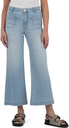 Kut from the Kloth Meg Patch Pocket High Waist Wide Leg Jeans in Fortitude at Nordstrom, Size 16